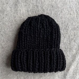 Classic Black Chunky Knit Beanie for Kids